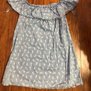 Chambray off the shoulder pineapple dress size L